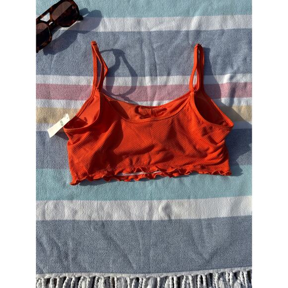 NWT, Women, Aerie, Bikini Top, Ruffled Edge, Orange, Sz M - Picture 3 of 4